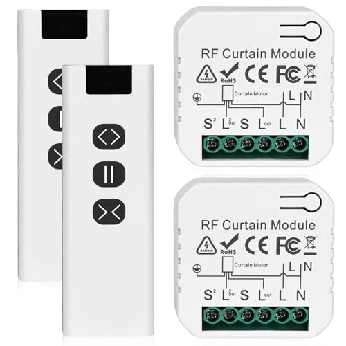 2 Pièces Module Volet Roulant Sans Fil, Kit de Commande Volet Roulant Avec Télécommande RF Et Module Récepteur, Interrupteur Volets Roulants Connecté Pour...