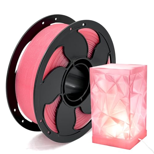 Image of Clear Pink PLA 1.75mm 1kg Spool Glittery 3D Printing Filament Transparent | Beginner friendly Premium Glittery translucent Pink PLA Basic No tangle 1kg spool 2.2lbs Hassle-free printing for Bambu Prusa
