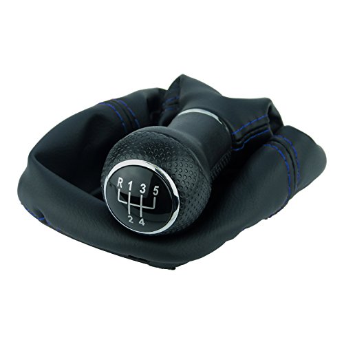 L & P Car Design L&P A252-12 - Cuffia del cambio, con cuciture blu, 5 marce, 23 mm, compatibile con VW Golf 4 IV, telaio plug and play, ricambio per 1J071113