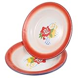 Assiette cuite à la vapeur : glaçage uniforme, couleur vive, design rétro et unique, pleine de créativité, vaisselle de camping émaillée