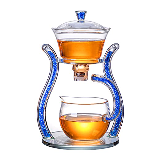 Aoheuo Luie Kungfu Glas Theeset Magnetische Waterafleiding Roterende Cover Kom Halfautomatische Glazen Theepot Pak (Blauw) - Image 3
