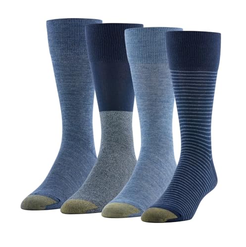 Gold Toe Men's Dress Socks, Flat Knit Crew, 6-12.5...