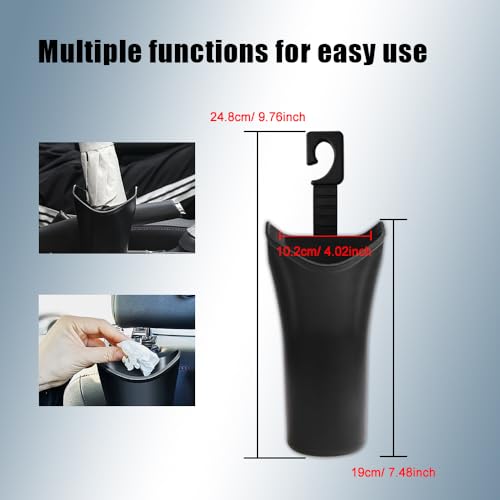 Image of Car Trash Can Backseat, Car Garbage Organizer, Black Small Leakproof Vehicle Trash Garbage Can Bin, Automotive Interior Accessories Small Garbage Bin for Vehicles, Travelling, Home, Office