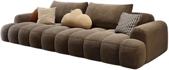Image of LEGACY OF COMFORT 106 inch Curved 4-Seater Sectional Sofa, Brown | Premium Upholstered, Luxury, Includes Pillows