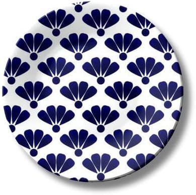 Adorvue Cute Flower Blue and White Decorative Wall Plate Minimalist Floral Wall Art Décor Premium Ceramic Pattern Wall Hanging for Living Room, Bedroom, Dining Area, Kitchen, Café, Home Decoration 10″