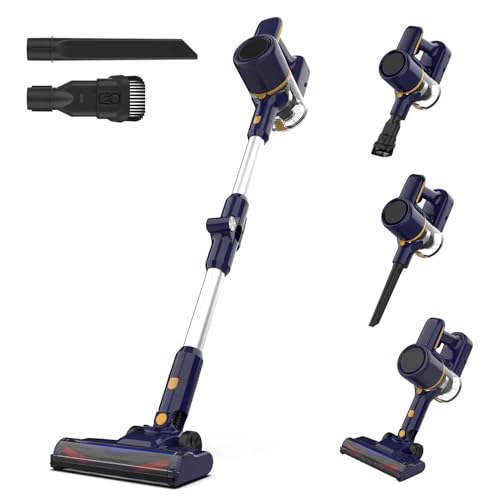 Remaldety Aspirapolvere Senza Fili, Scopa Elettrica Senza Fili 20000Pa, Luce LED, Due Filtri a Spugne, Autonomia 40Min, Pavimenti Tappeto Peli di Animali Domestici