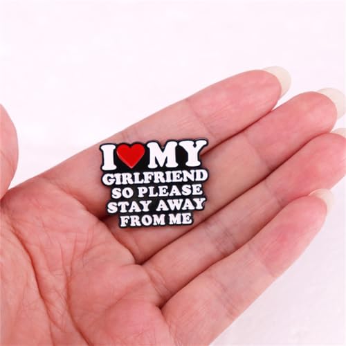 Image of Humorous Quotes Couple Brooch I Love My Girlfriend Funny Ice Breaker Metal Badge Lapel Pin Badge Enamel Pin for Backpacks Clothing Accessory DIY Crafts Women Men Friends Gift