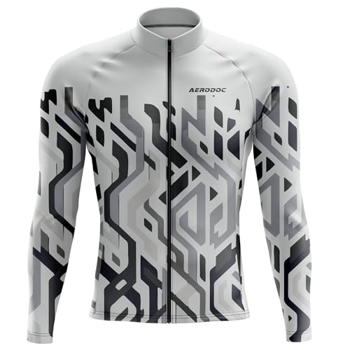 Image of Men's Cycling Jersey, Short Sleeve, Geometric Pattern, Grey and Black
