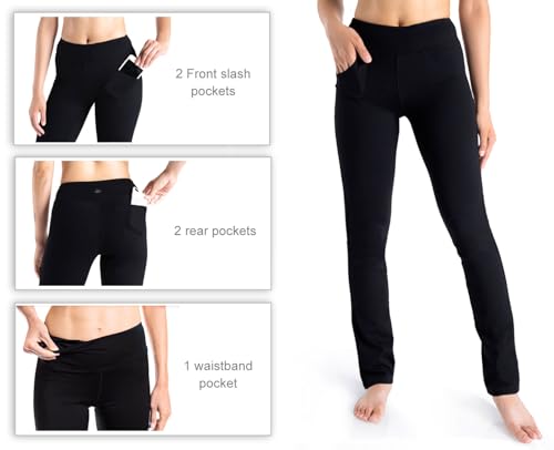 Yogipace Women's 5-Pocket Straight Leg Yoga Dress Pants,33",Black,L by Yogipace - Image 2