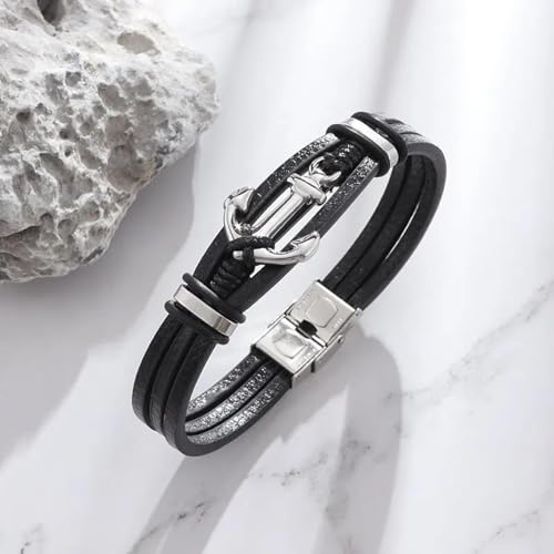 Bracelet cuir homme noir le cadeau idéal au style business punk - 4