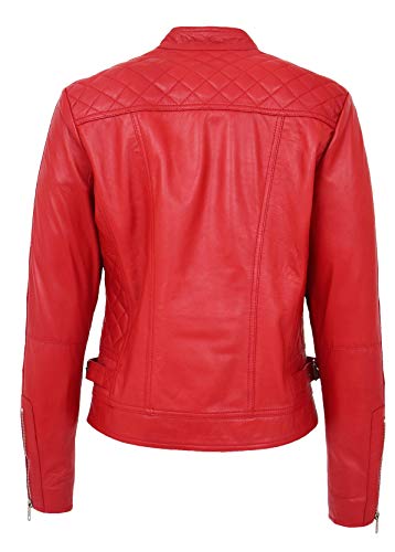Veste de motard en cuir véritable rubis style décontracté - 2