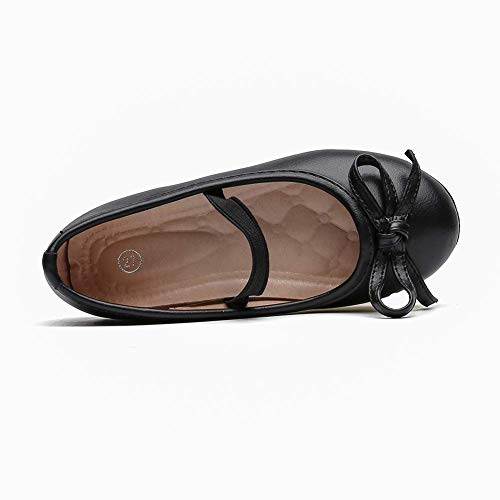 Girl's Ballerina Flat Slip on Ballet Dress Shoes Black 10.5 M US Toddler4