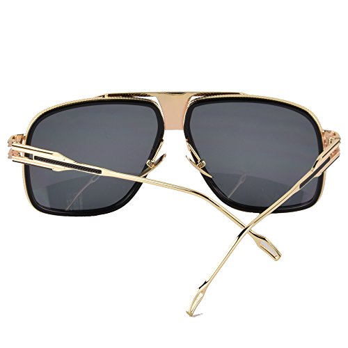 Image of Aviator Sunglasses for Men Retro Fashion Gold Oversized 70s shades