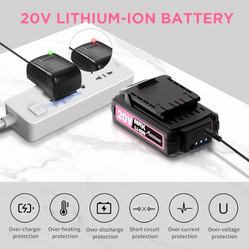 Image of AVID POWER 20V Cordless Drill Set for Home DIY & Beginner Projects - Lightweight Power Drill with Battery Charger & 22 Bits, Variable Speed, 3 /8 inch Keyless Chuck, Ideal for Furniture Assembly (Pink)