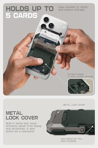 Image of SUPCASE for MagSafe Wallet with Stand, Magnetic Wallet for Men, [Hold 5 Cards] [Adjustable Stand] [RFID Blocking] Phone Stand Credit Card Holder Tripod for iPhone 17 /16 /15 /14 /13 /12 Series, Guldan