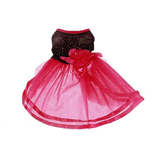 OHANAOhana Party Wear Collection - Wedding Couture With Flowly Net Gown In Double Colour For Cats And Dogs - Black/Pink Small Size