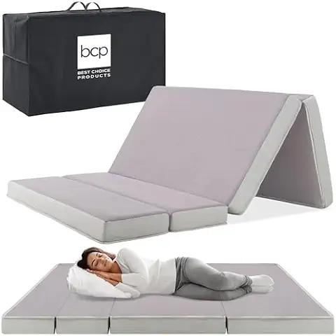 Best Choice Products 4in Portable Mattress Folding Mattress Topper Twin Cover
