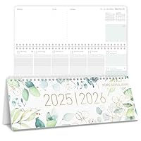 Häfft® Wochen-Tischkalender Schuljahr 2025/2026 Blattgold im Quer-Format mit Aufsteller, 1 Woche auf 2 Seiten - Wochenkalender, Schreibtisch-Kalender Schule - nachhaltig & klimafreundlich