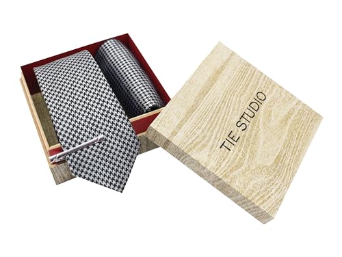 Image of TIE STUDIO Men's Necktie Pocket Square & Cufflink Set | Standard | Jacquard Fabric | Superior Stitching |