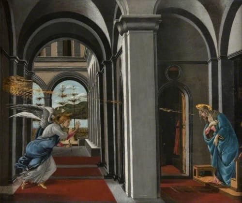 La Anunciación de Sandro Botticelli pintura mural en lienzo premium SERENDIPITP