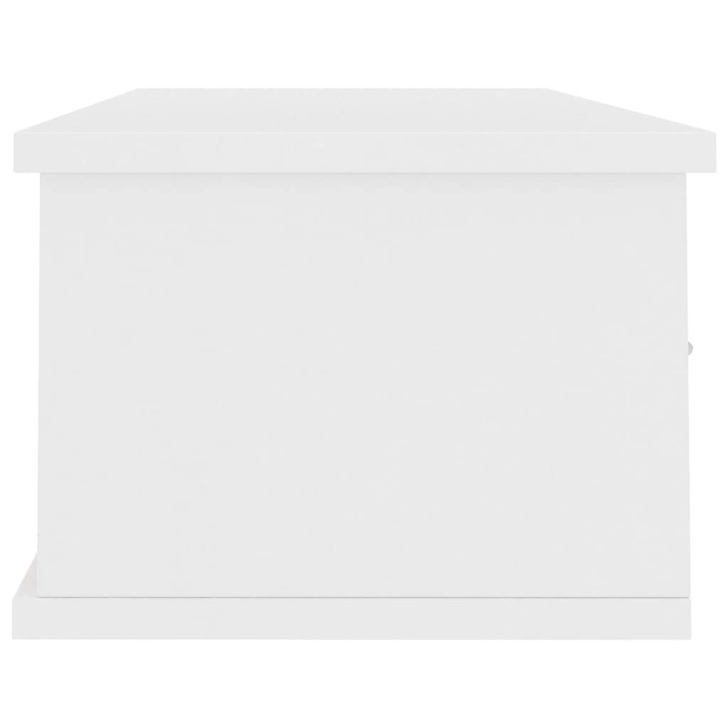GuyAna Estante cajones para Pared contrachapada Blanco 88x26x18,5 cm baldas flotantes Pared Estante con Cajon esquineras Pared Estante de Pared Salon