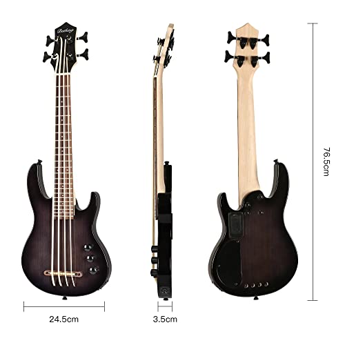 Ukulele bass fretted 4 String Ukelele, Electric Uku bass with Gig bag(Black)