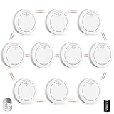 XINDUM Rauchmelder 10er Set mit Magnethalterung, 10 Jahre mini Feuermelder Vernetzt mit...