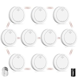 XINDUM Rauchmelder 10er Set mit Magnethalterung, 10 Jahre mini Feuermelder Vernetzt mit Tauschbar Batterie, 85 dB Alarm, Stummschaltung, Warnung bei niedrigem Batteriestand