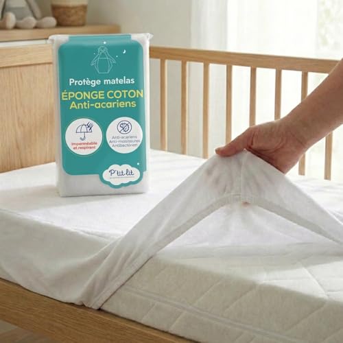 P Tit Lit Protector De Colchón Para Bebé, Capazo Pañal Impermeable Y Antiácaros Hebillas 100 Algodón Absorbente Y Silencioso Oeko Tex