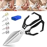 Multifunktionale robuste Küchenschere, robuste Küchenschere mit ergonomischem Griff, japanische Hartstahl-Kochschere für Hühnerknochen, Fleisch, Meeresfrüchte (Schwarz, 1 Stück)