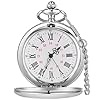 Tiong Smooth Pocket Watch,Personalized Pocket Watch,Customized Watches for Men,Engraved Pocket Watches for Father‘s Day with Chain