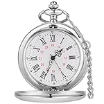 Tiong Smooth Pocket Watch,Personalized Pocket Watch,Customized Watches for Men,Engraved Pocket Watches for Father‘s Day with Chain