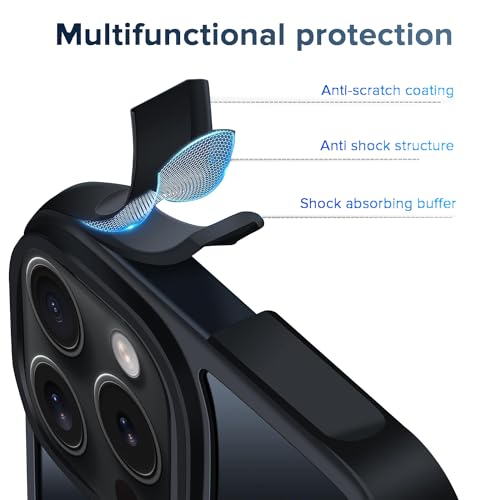 Image of SQUIF Compatible with iPhone 15 Pro Case Translucent Matte Hard Back Cover with Camera and Screen Protection (Black)