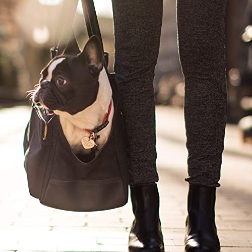DJANGO Dog Carrier Bag - Waxed Canvas and Leather Soft-Sided Pet Travel Tote with Bag-to-Harness Safety Tether & Secure Zipper Pockets (Large, Black) - Thumbnail 6
