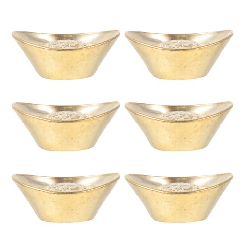 Abaodam 6 Piezas Lingotes De Oro Feng Shui Decoración De Hogar Y Oficina Adornos De Metal Compactos Estables Para Escritorio