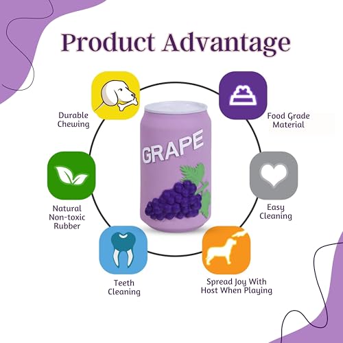 Image of Foodie Puppies Natural Latex Squeaky Play Drink Chew Toy - (Grapes Juice Toy) for Small to Medium Dogs | Durable, Interactive, Fetch & Chew Safe Play Toy | Reduce Separation Anxiety