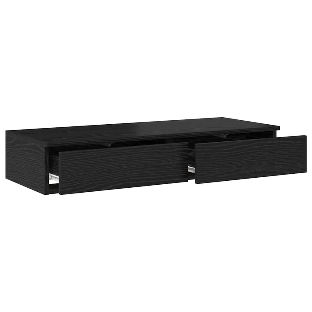 Bettkasten Eiche, Schwarz, 90 x 36,5 x 16,5 cm, Holz | Druckknopföffnung, Kapazität 5 kg, Sitz oder Tritthocker, Reinigung mit feuchtem Tuch