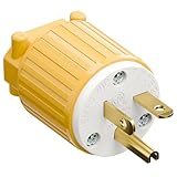NEMA 5-20P Plug, 20A 125V Heavy Duty Industrial Male Plug, ETL Listed Rewireable Straight Blade Connector for Air Conditioner, Tools, Compatible with 12/14/16 AWG Cords,Yellow
