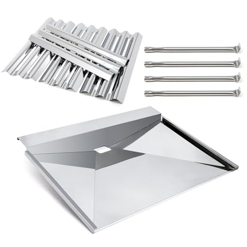 Adviace Grill Replacement Parts for Napoleon LEX 485 N010-0501-M01 Drip Tray Drip Pan & S81001 Stainless Burner and Sear Heat Plate Kit for Napoleon LEX485 LD485 Series Grills Pack of 4