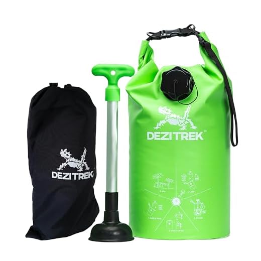 Dezitrek All in One Hand Wash Bag and Plunger Set - Off Grid Washing Machine Non Electric for Camping Travel | Eco Friendly Portable Manual Clothes Washer Laundry Bag for RV's (Medium)