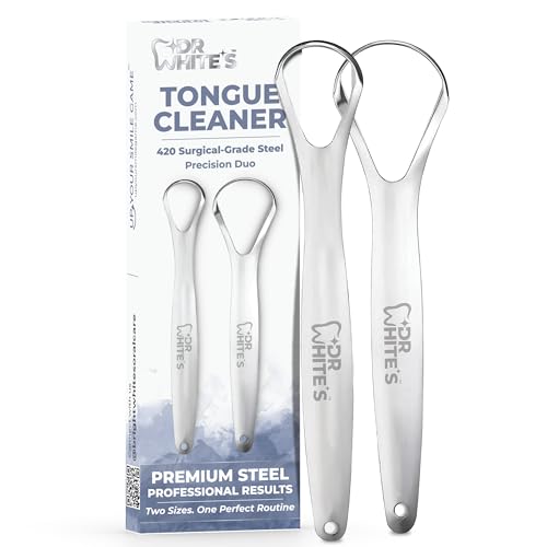 Dr. White’s Precision Tongue Care™ Precision Duo Tongue Cleaner | Premium 420 Surgical-Grade Stainless Steel Tool for Advanced, Controlled Oral Care