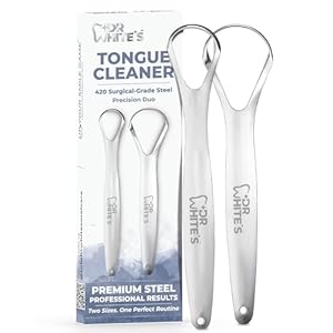 Dr. White’s Precision Tongue Care™ Precision Duo Tongue Cleaner | Premium 420 Surgical-Grade Stainless Steel Tool for Advanced, Controlled Oral Care