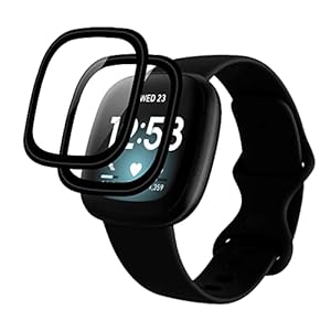 Niboow Schutzfolie für Fitbit Versa 3 [2 Stück], 3D Kohlefaserkante Displayschutzfolie, Vollabdeckung Premium Flexibles Panzer Schutz Glas, Anti-Kratzer Blasenfrei Schutzfolie für Fitbit Sense