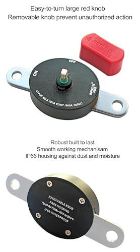 ON/Off Battery Disconnect Switch 12V-48V 300A Side Post Battery Disconnect GM Car Truck, Marine Boat RV Trailer Golf Cart Heavy Duty Battery Kill Switch (Corrosion-Resistance, Removable Knob) - Thumbnail 6