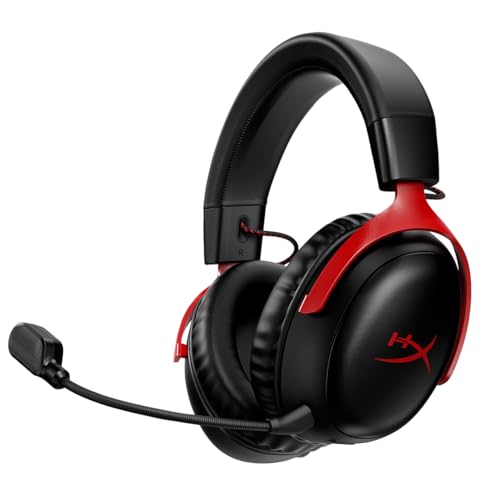 HyperX Cloud III– Wireless Gaming Over Ear Headset, PC, PS5, PS4, Nintendo Switch, 53mm with Neodymium Magnets, 2.4GHz Wireless, Memory Foam, Black;Re