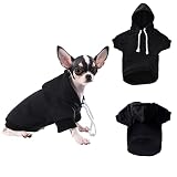 Hozz Black Dog Hoodie Winter Dog Sweatshirt with Leash Hole Warm Dog Clothes for Small Dog Sweater C