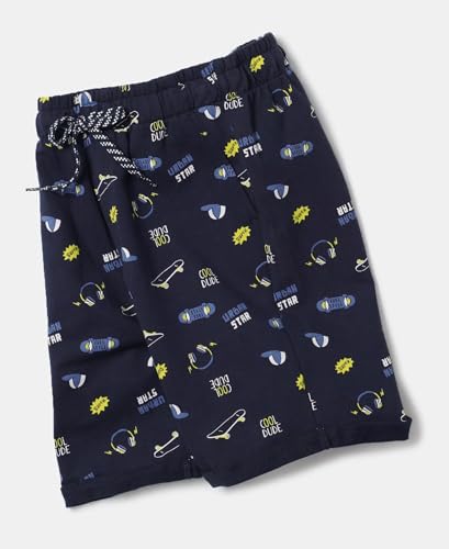 Image of Jockey CB03 Boys Super Combed Cotton French Terry Printed Shorts with Turn Up Hem Styling (Colors & Prints May Vary)