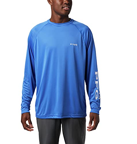 Columbia Menâ€™s PFG Terminal Tackleâ„¢ Long Sleeve Tee , Vivid Blue/Cool Grey Logo, X-Large