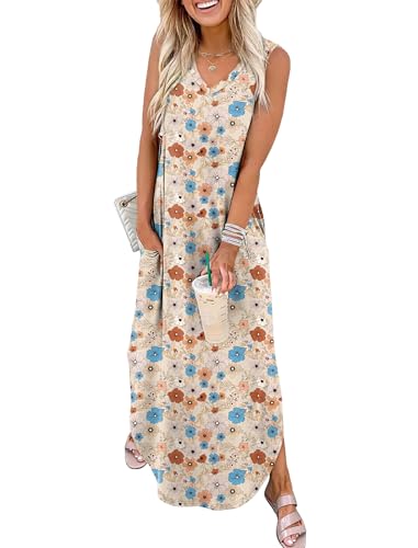 Image of Sampeel Summer Dresses Maxi Dress Vacation Beach Sundresses 2025 with Pockets