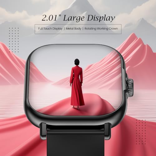 pTron-Newly-Launched-Reflect-Callz-201-Smartwatch-with-Bluetooth-Calling-Full-Touch-Square-Display-600-NITS-Functional-Crown-100-Watch-Faces-HR-SpO2-5-Days-Battery-Life-IP68